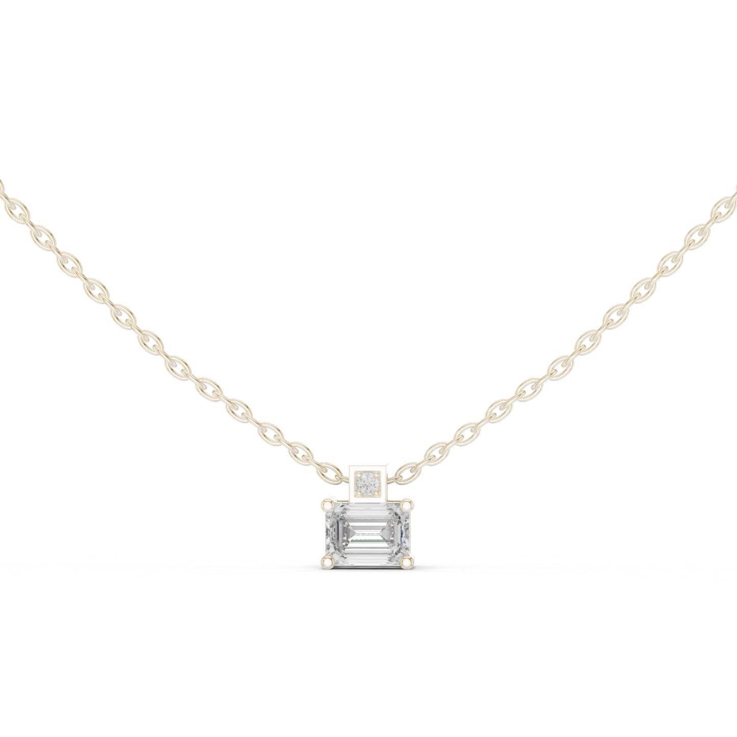 18K Rose Gold Emerald & Round Lab-Grown Diamond Pendant for Women | Everyday Wear | Pure Carat