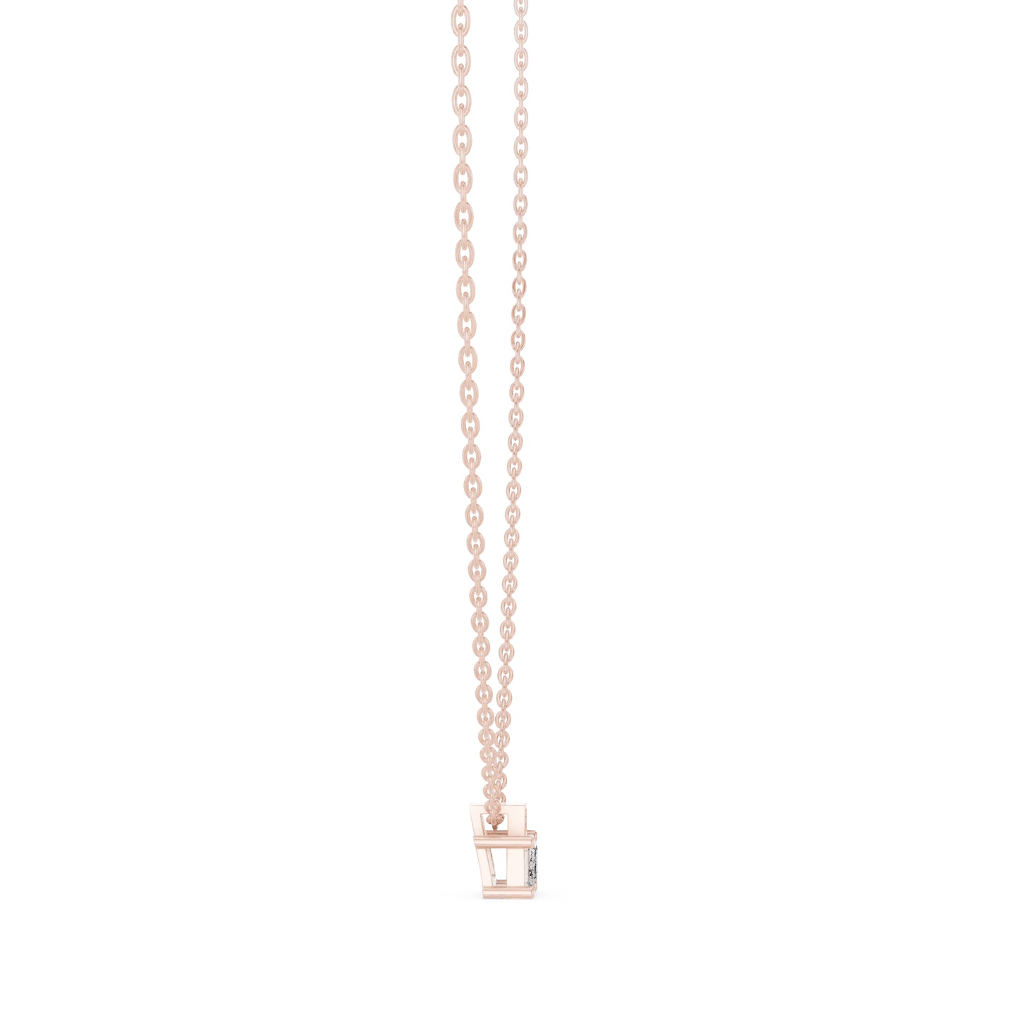 18K Rose Gold Emerald & Round Lab-Grown Diamond Pendant for Women | Everyday Wear | Pure Carat