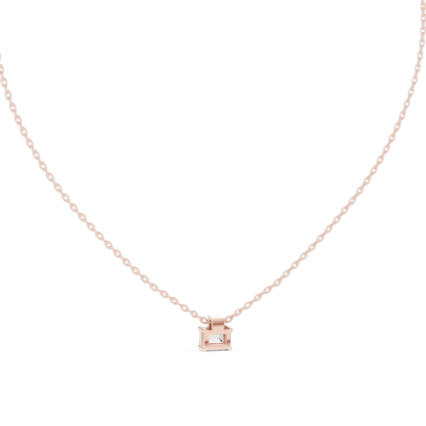 18K Rose Gold Emerald & Round Lab-Grown Diamond Pendant for Women | Everyday Wear | Pure Carat
