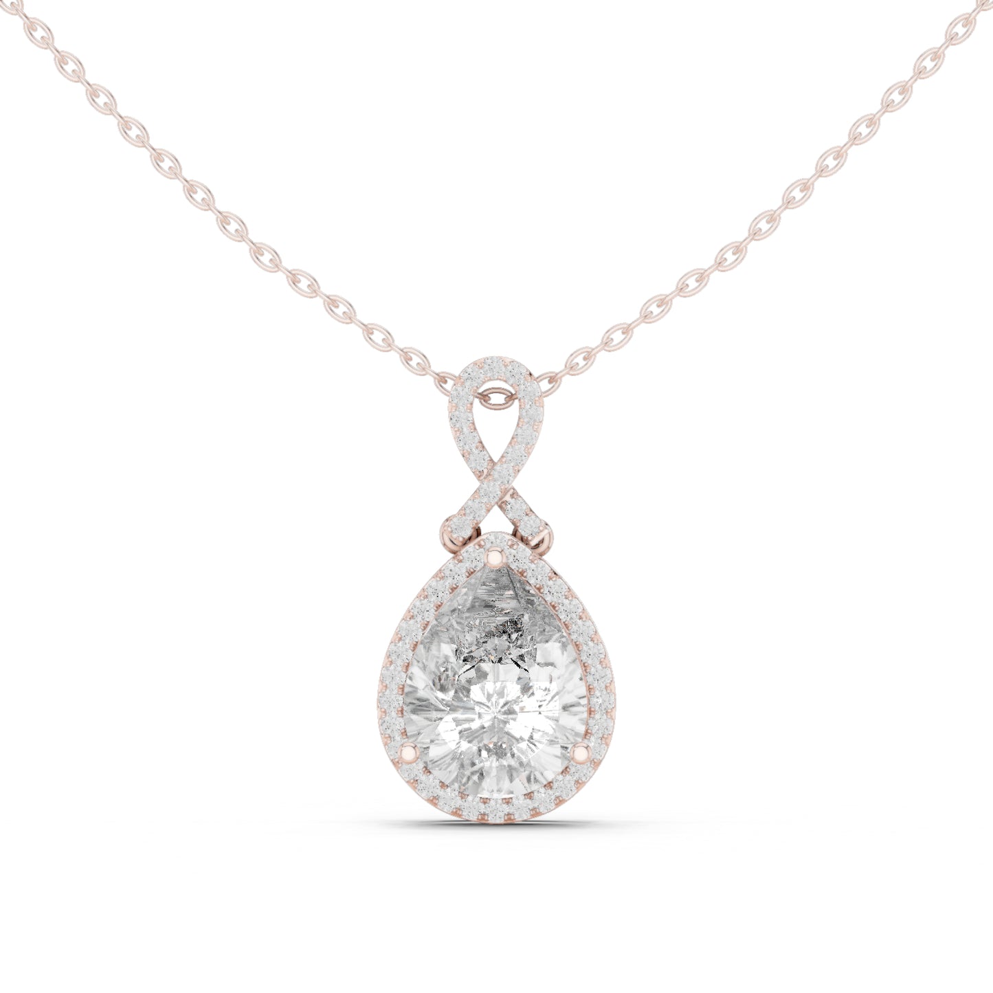 14K White Gold Pear & Round Lab-Grown Diamond Pendant for Women | Engagement | Pure Carat