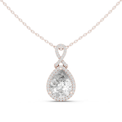 14K White Gold Pear & Round Lab-Grown Diamond Pendant for Women | Engagement | Pure Carat