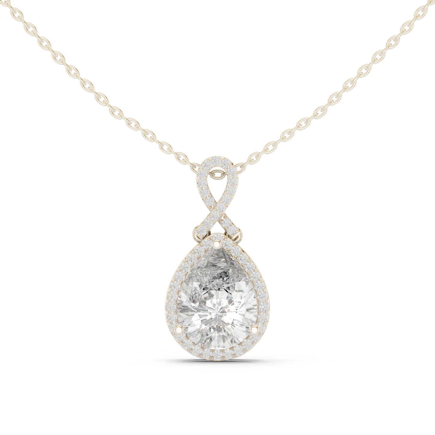 14K White Gold Pear & Round Lab-Grown Diamond Pendant for Women | Engagement | Pure Carat