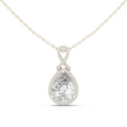 14K White Gold Pear & Round Lab-Grown Diamond Pendant for Women | Engagement | Pure Carat
