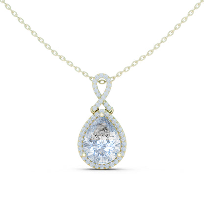 14K White Gold Pear & Round Lab-Grown Diamond Pendant for Women | Engagement | Pure Carat