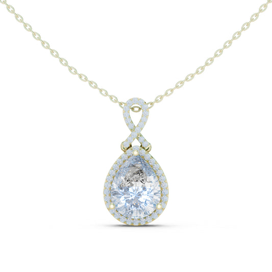 14K White Gold Pear & Round Lab-Grown Diamond Pendant for Women | Engagement | Pure Carat