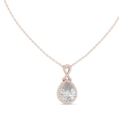 14K White Gold Pear & Round Lab-Grown Diamond Pendant for Women | Engagement | Pure Carat