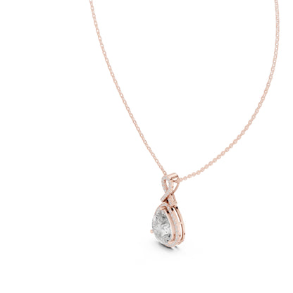 14K White Gold Pear & Round Lab-Grown Diamond Pendant for Women | Engagement | Pure Carat