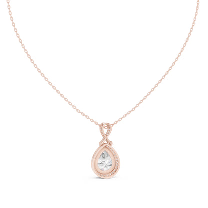 14K White Gold Pear & Round Lab-Grown Diamond Pendant for Women | Engagement | Pure Carat