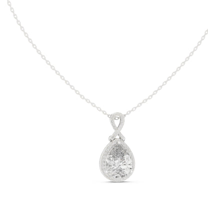 14K White Gold Pear & Round Lab-Grown Diamond Pendant for Women | Engagement | Pure Carat