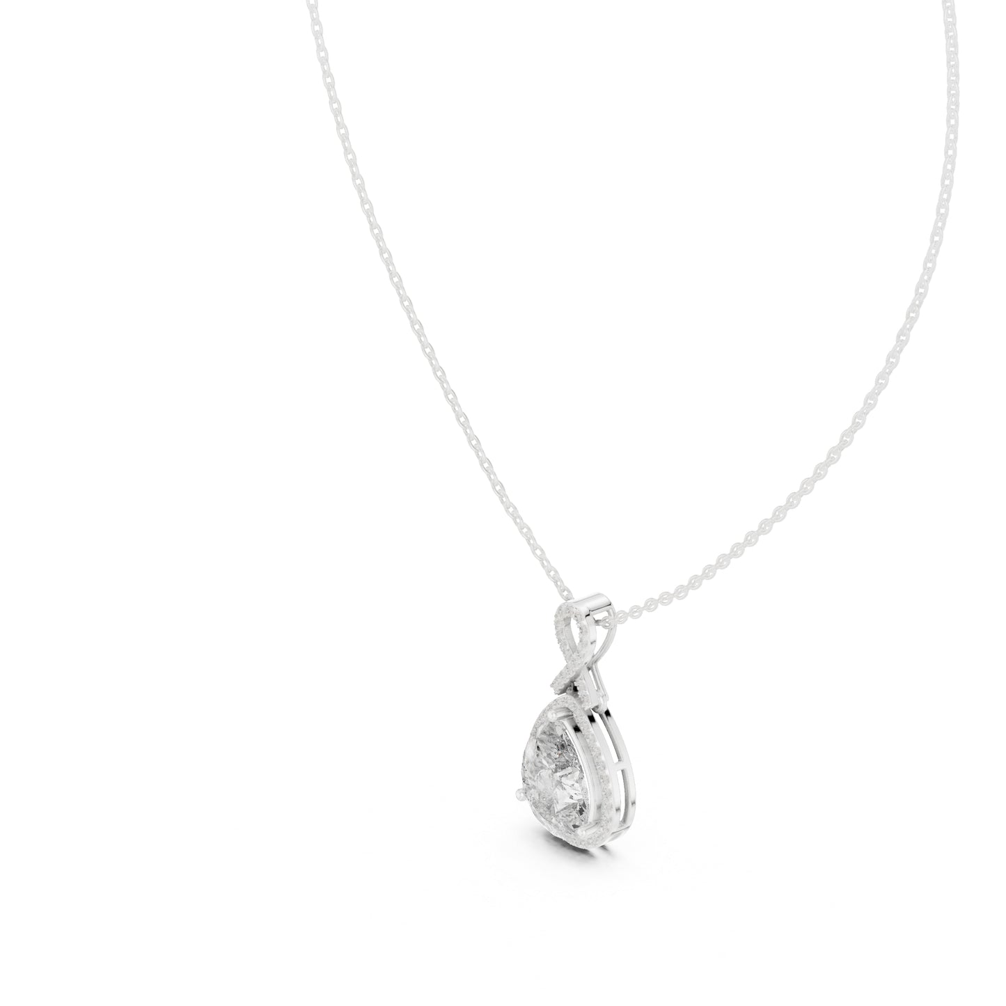 14K White Gold Pear & Round Lab-Grown Diamond Pendant for Women | Engagement | Pure Carat