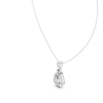 14K White Gold Pear & Round Lab-Grown Diamond Pendant for Women | Engagement | Pure Carat