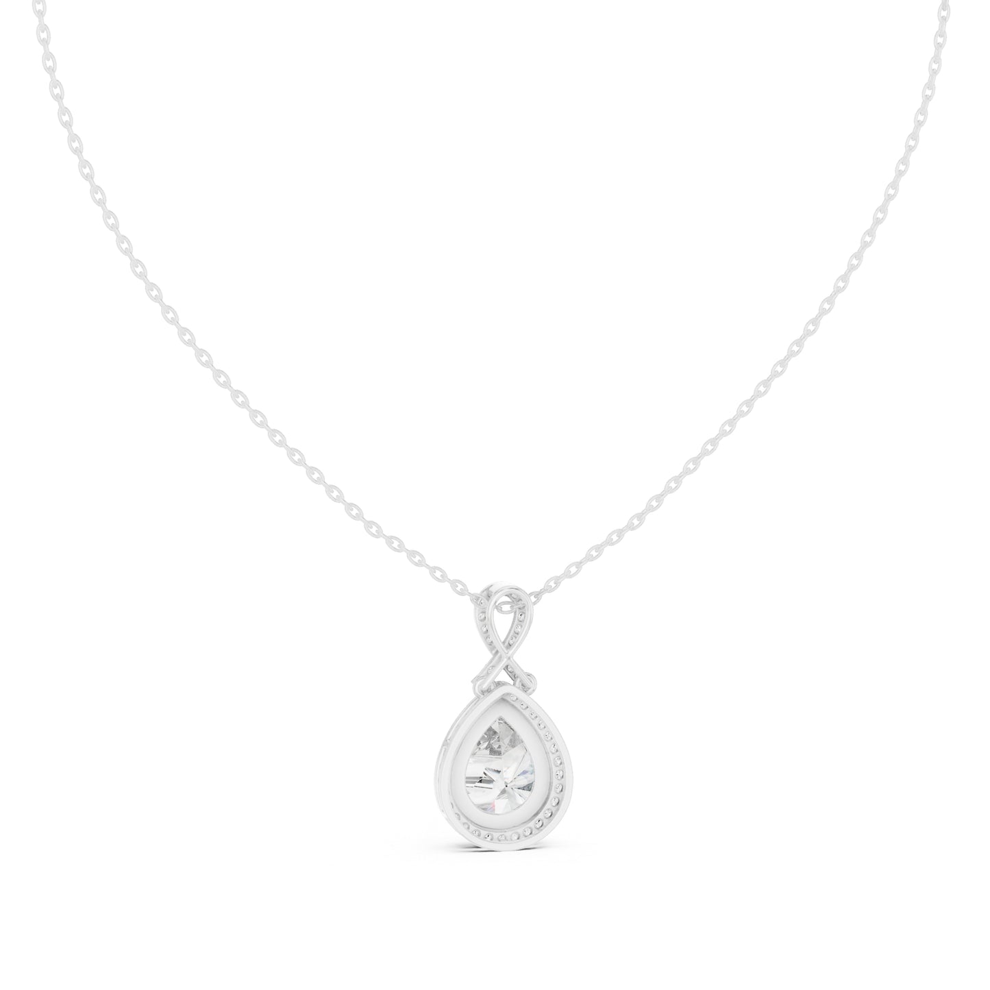 14K White Gold Pear & Round Lab-Grown Diamond Pendant for Women | Engagement | Pure Carat
