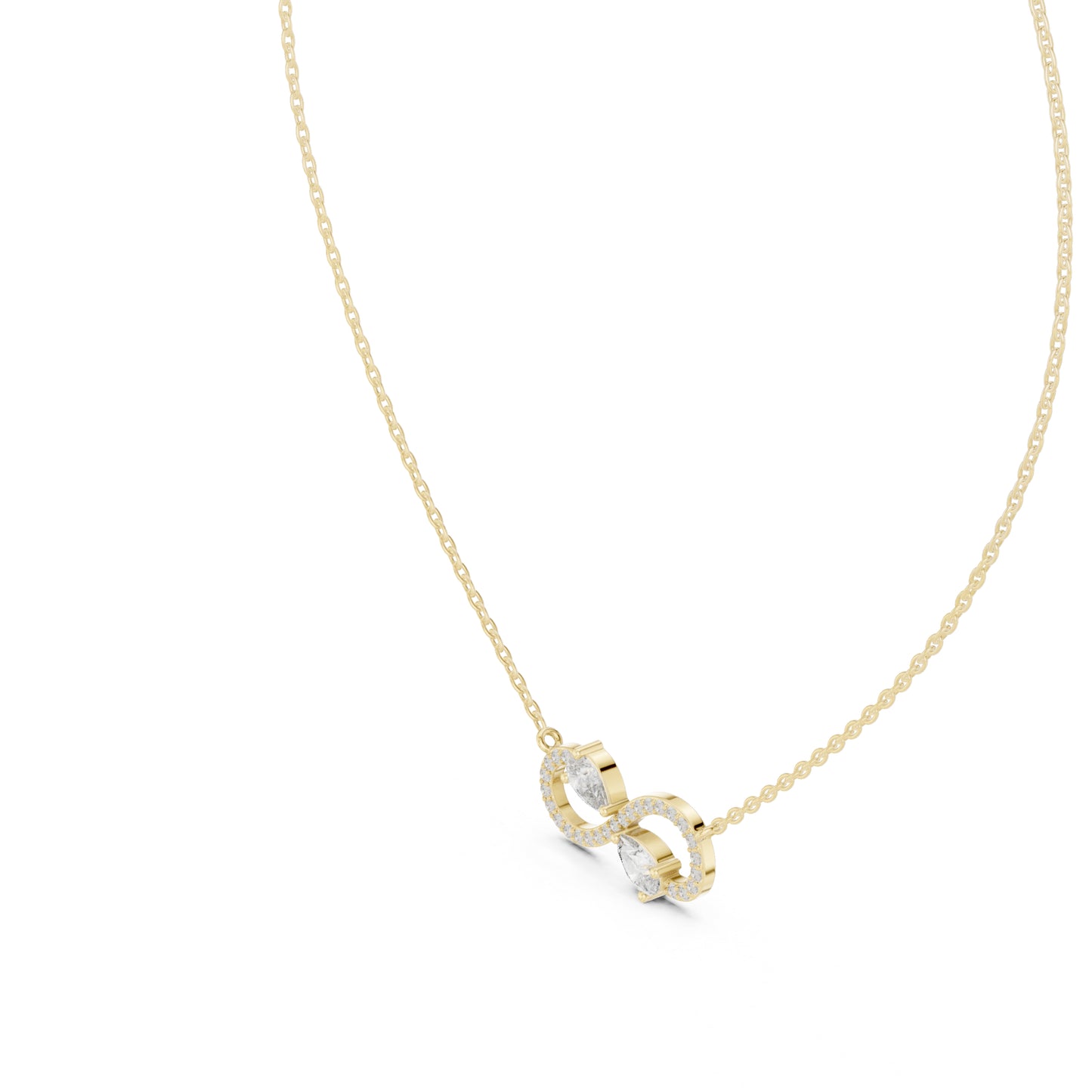 14K Yellow Gold Pear & Round Lab-Grown Diamond Pendant for Women | Party Wear | Pure Carat