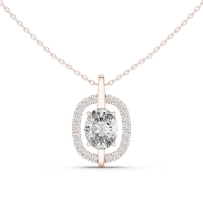 14K Rose Gold Oval & Round Lab-Grown Diamond Pendant for Women | Bridal Wear | Pure Carat