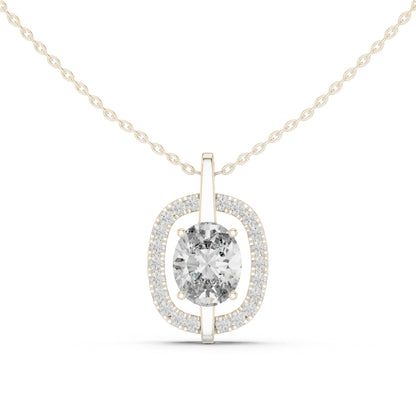 14K Rose Gold Oval & Round Lab-Grown Diamond Pendant for Women | Bridal Wear | Pure Carat