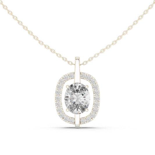14K Rose Gold Oval & Round Lab-Grown Diamond Pendant for Women | Bridal Wear | Pure Carat