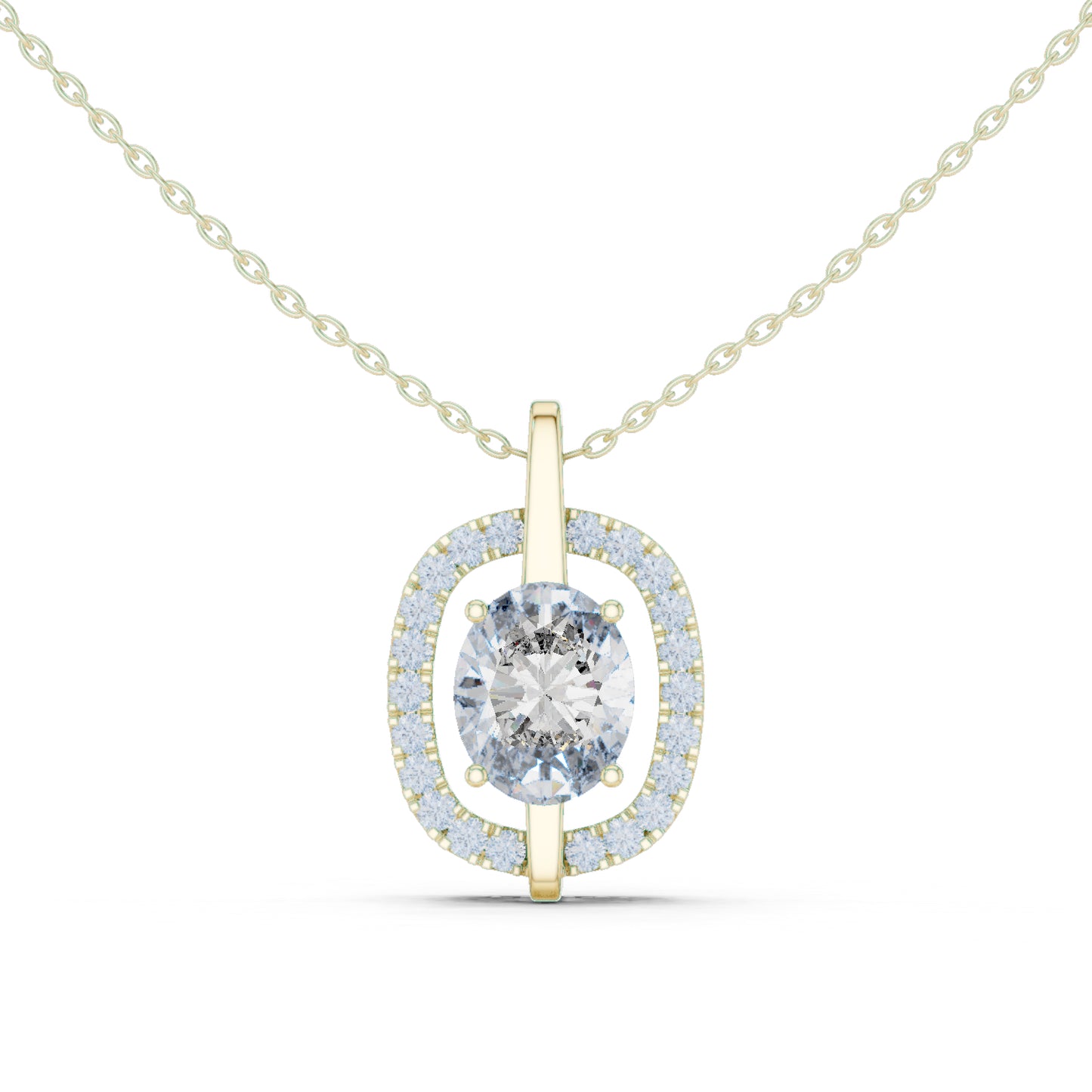 14K Rose Gold Oval & Round Lab-Grown Diamond Pendant for Women | Bridal Wear | Pure Carat
