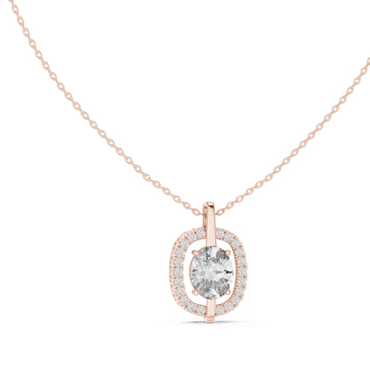 14K Rose Gold Oval & Round Lab-Grown Diamond Pendant for Women | Bridal Wear | Pure Carat