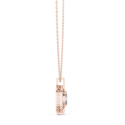 14K Rose Gold Oval & Round Lab-Grown Diamond Pendant for Women | Bridal Wear | Pure Carat