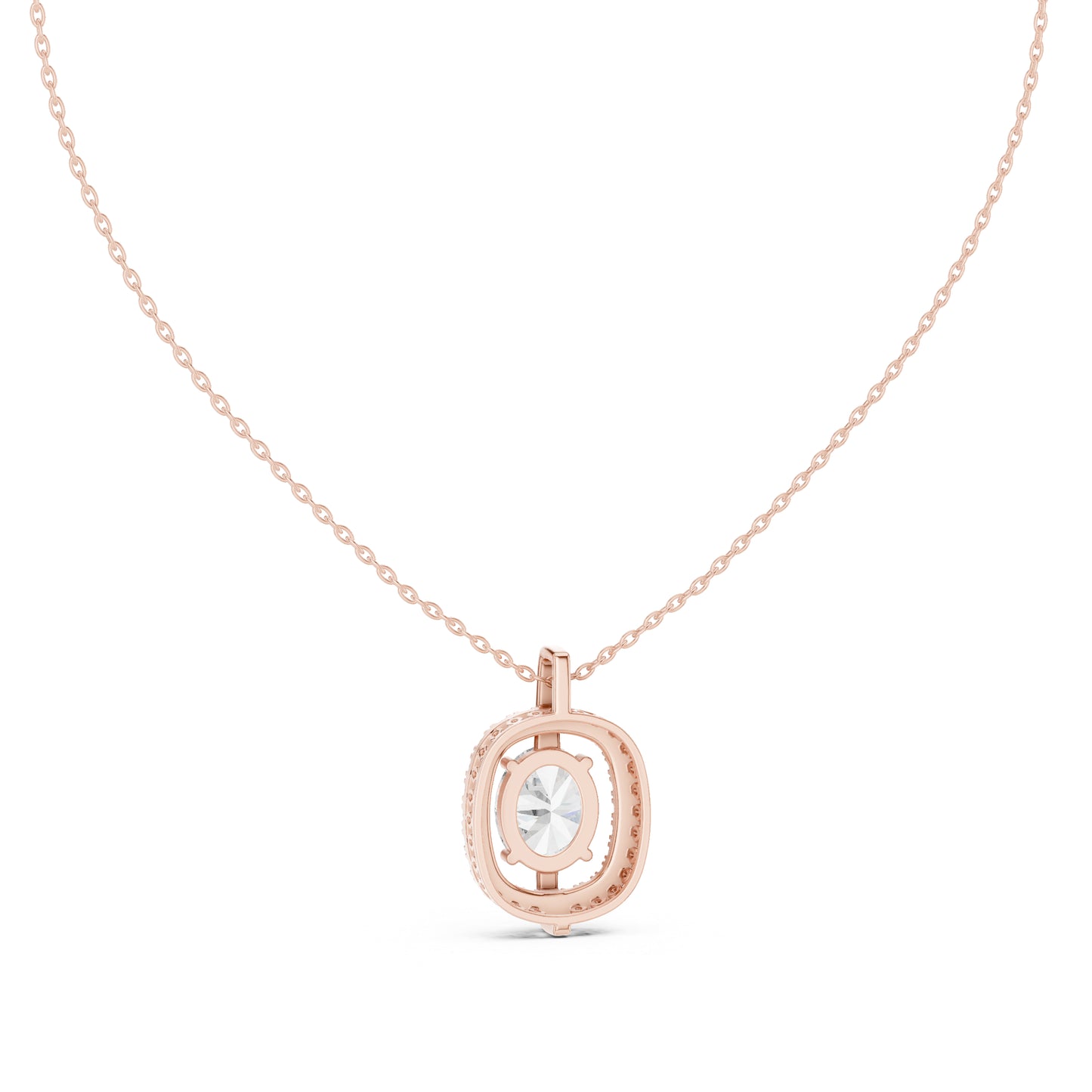 14K Rose Gold Oval & Round Lab-Grown Diamond Pendant for Women | Bridal Wear | Pure Carat