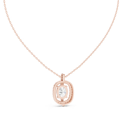 14K Rose Gold Oval & Round Lab-Grown Diamond Pendant for Women | Bridal Wear | Pure Carat