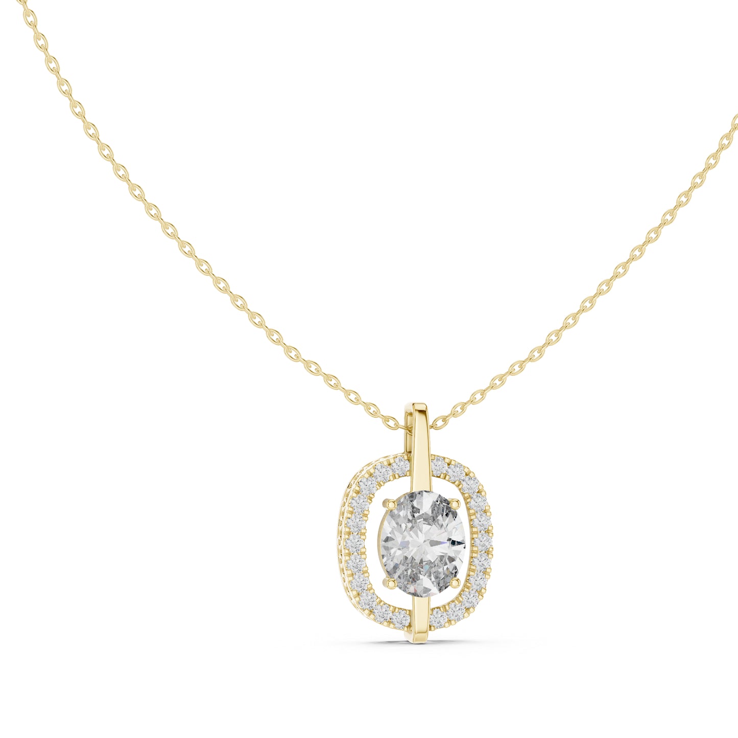 14K Rose Gold Oval & Round Lab-Grown Diamond Pendant for Women | Bridal Wear | Pure Carat