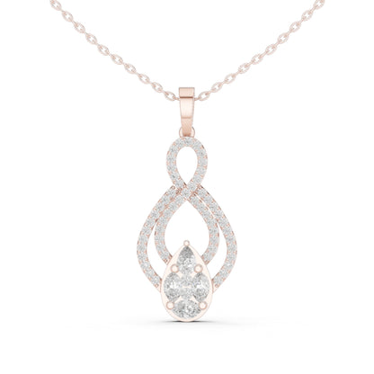 18K White Gold Pear Marquise & Round Lab-Grown Diamond Pendant for Women | Wedding Wear | Pure Carat