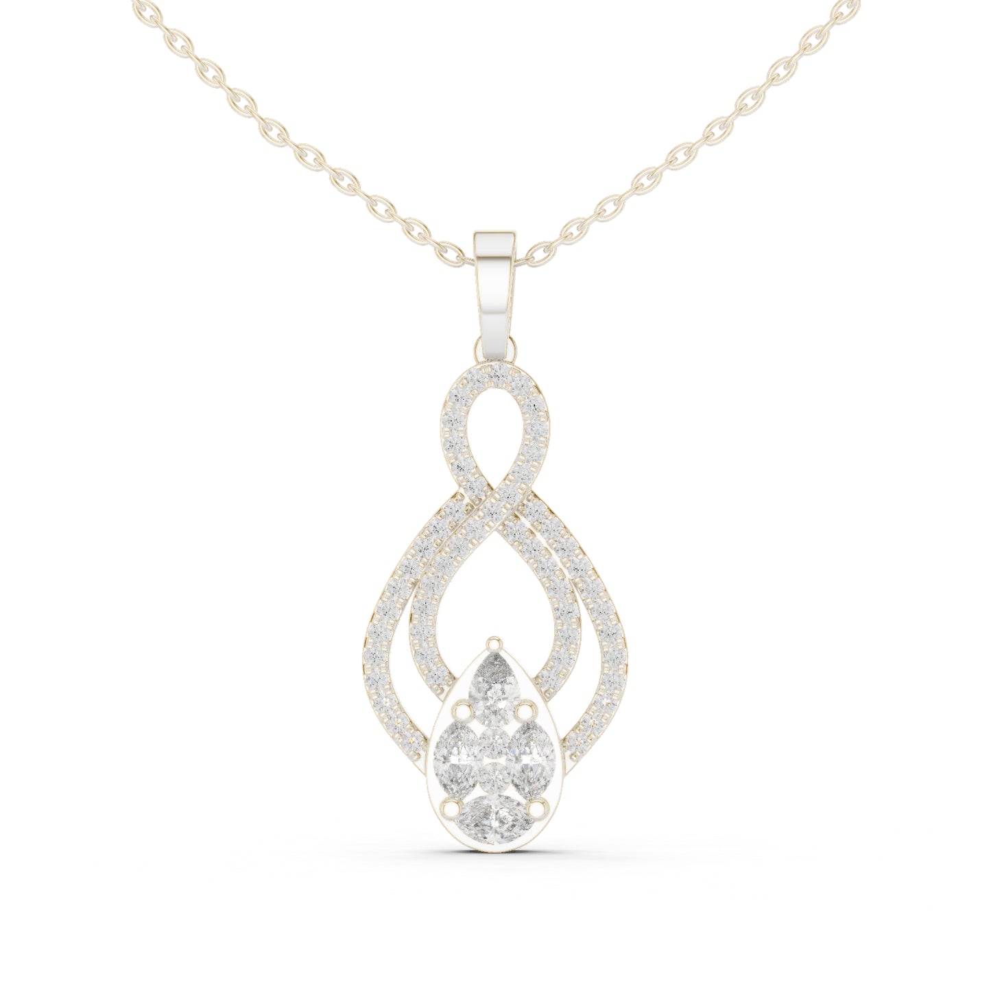 18K White Gold Pear Marquise & Round Lab-Grown Diamond Pendant for Women | Wedding Wear | Pure Carat