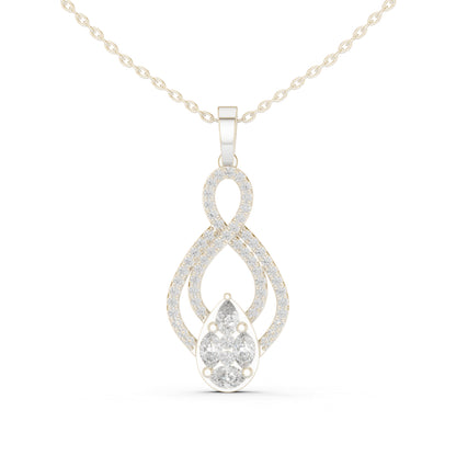 18K White Gold Pear Marquise & Round Lab-Grown Diamond Pendant for Women | Wedding Wear | Pure Carat