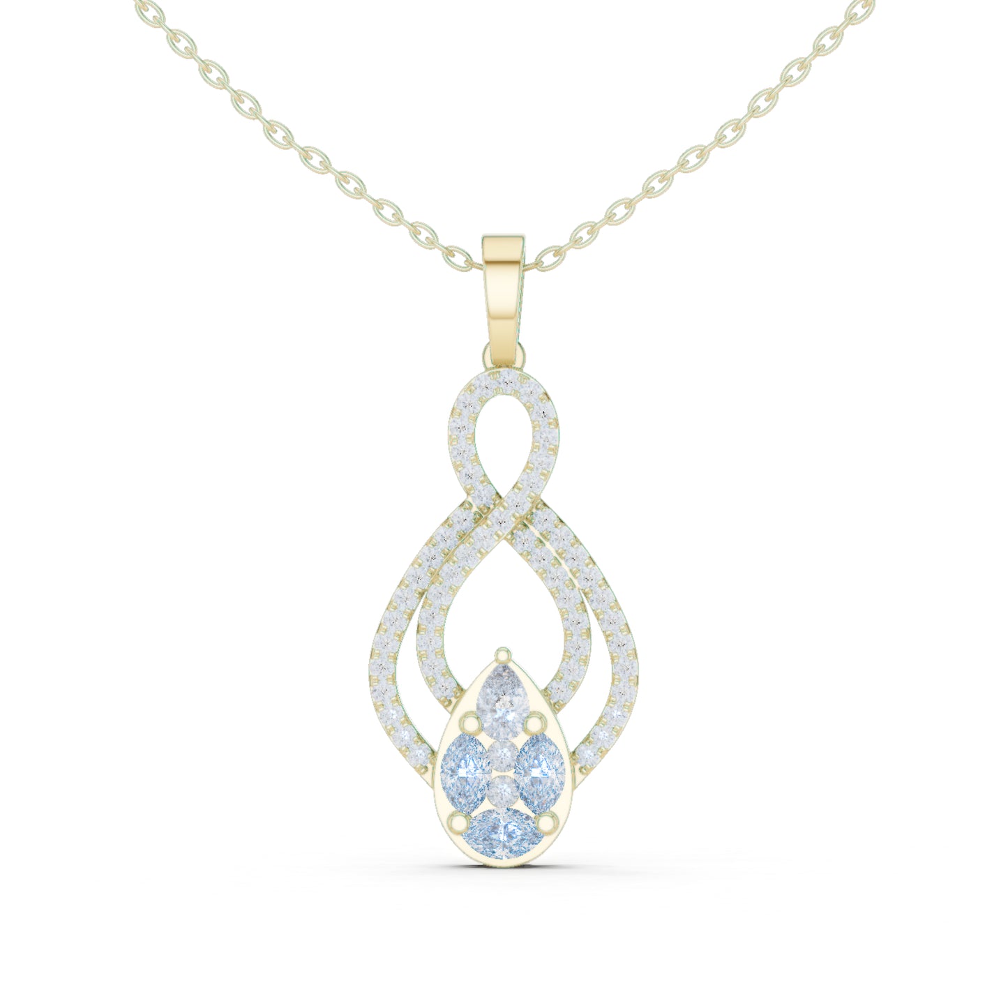 18K White Gold Pear Marquise & Round Lab-Grown Diamond Pendant for Women | Wedding Wear | Pure Carat