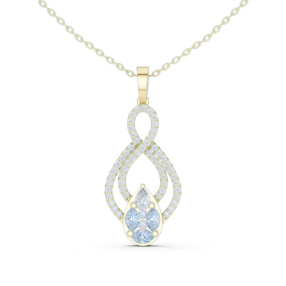18K White Gold Pear Marquise & Round Lab-Grown Diamond Pendant for Women | Wedding Wear | Pure Carat