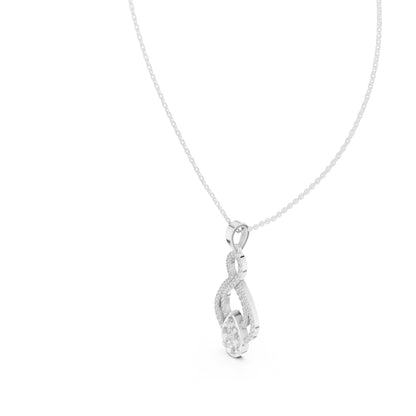 18K White Gold Pear Marquise & Round Lab-Grown Diamond Pendant for Women | Wedding Wear | Pure Carat