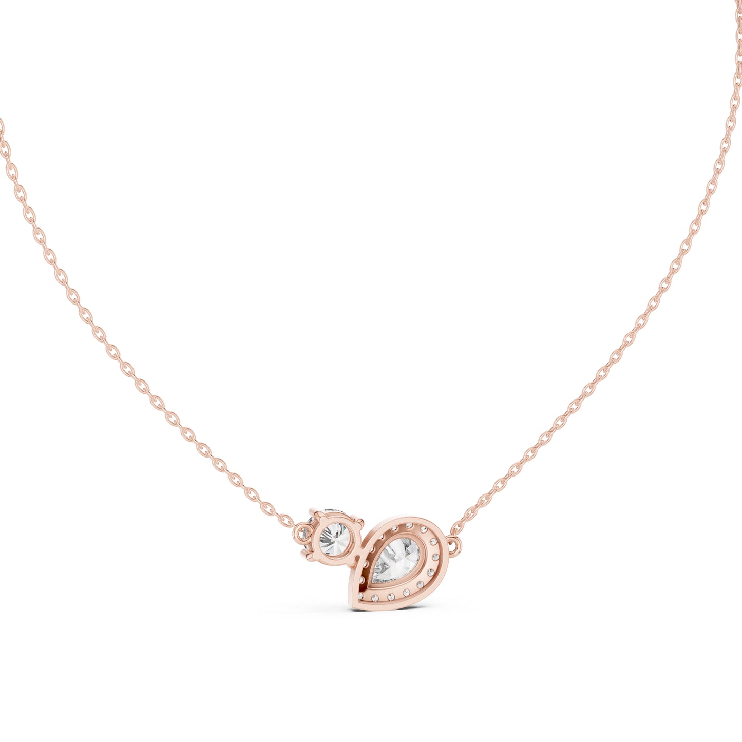 18K White Gold Pear & Round Lab-Grown Diamond Pendant for Women | Everyday Wear | Pure Carat