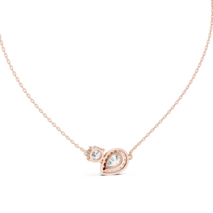 18K White Gold Pear & Round Lab-Grown Diamond Pendant for Women | Everyday Wear | Pure Carat