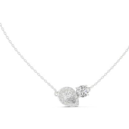 18K White Gold Pear & Round Lab-Grown Diamond Pendant for Women | Everyday Wear | Pure Carat