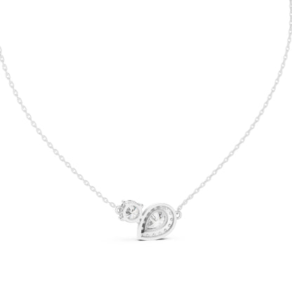 18K White Gold Pear & Round Lab-Grown Diamond Pendant for Women | Everyday Wear | Pure Carat