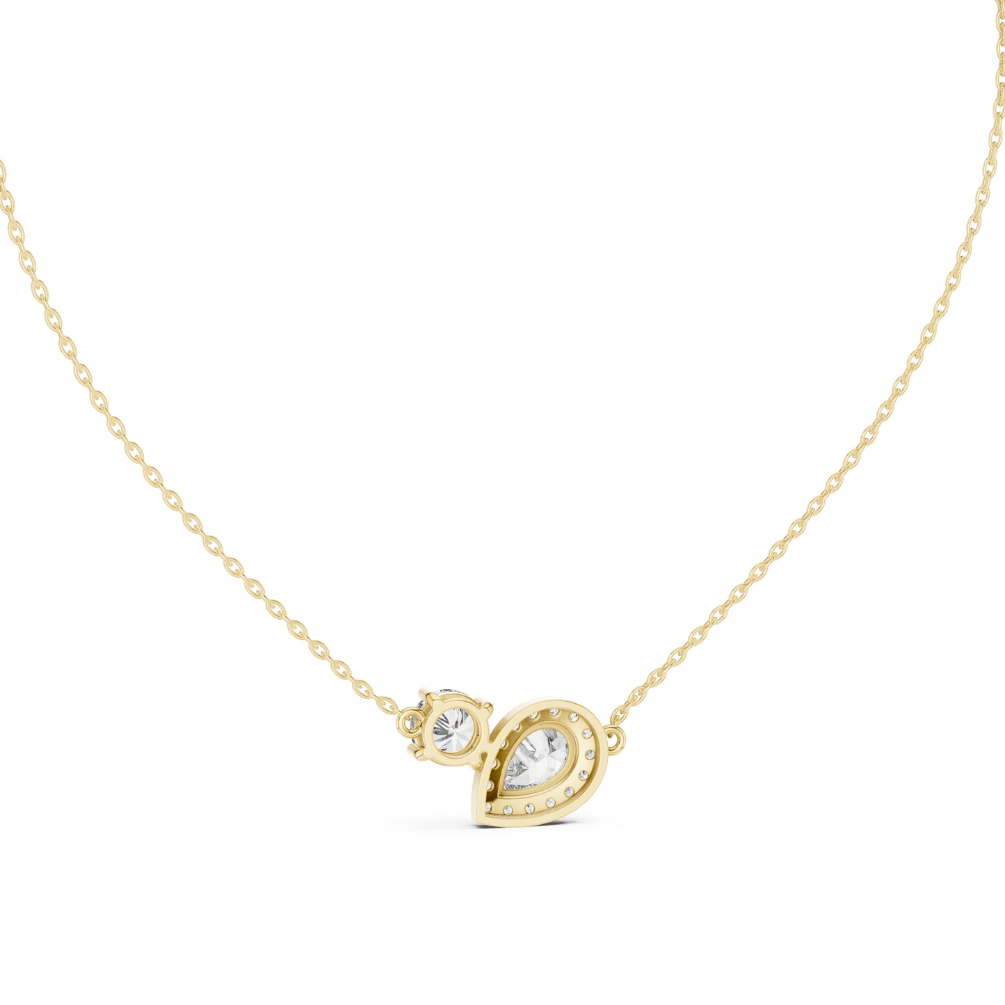 18K White Gold Pear & Round Lab-Grown Diamond Pendant for Women | Everyday Wear | Pure Carat