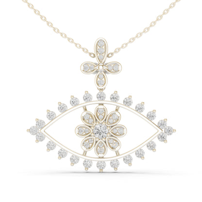 14K Yellow Gold Round Lab-Grown Diamond Pendant for Women | Office Wear | Pure Carat