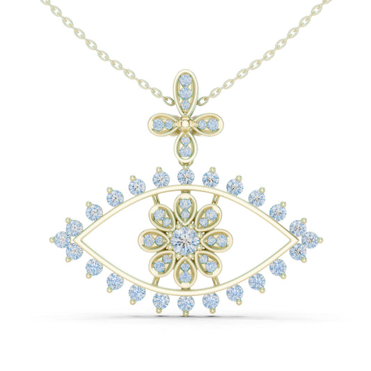 14K Yellow Gold Round Lab-Grown Diamond Pendant for Women | Office Wear | Pure Carat