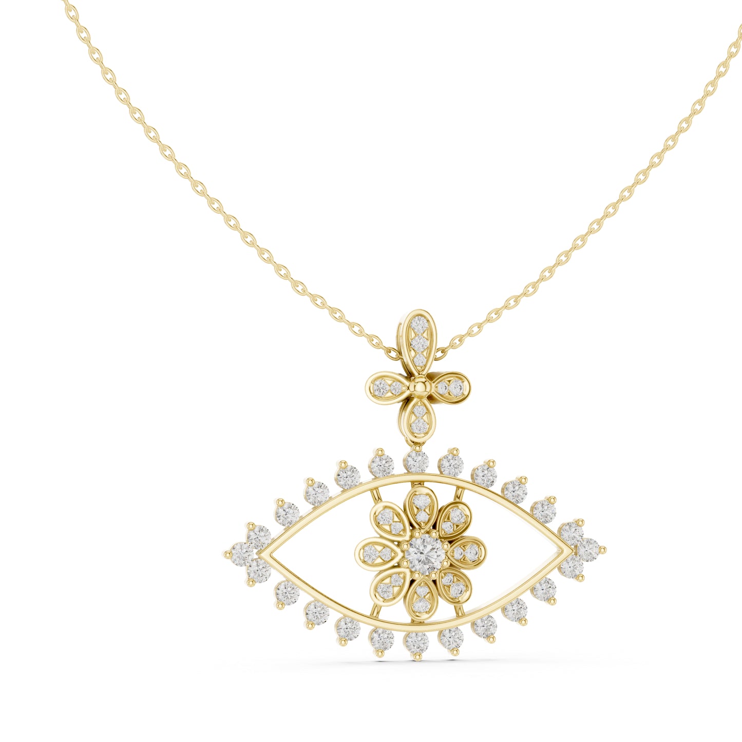 14K Yellow Gold Round Lab-Grown Diamond Pendant for Women | Office Wear | Pure Carat