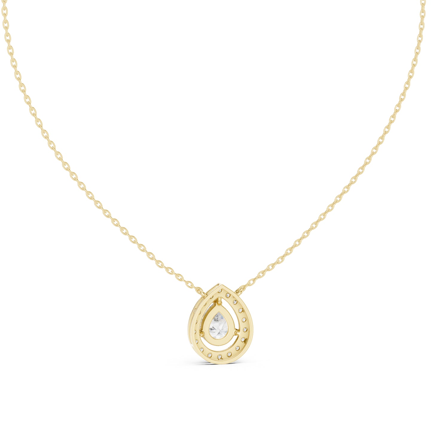 18K Yellow Gold Pear & Round Lab-Grown Diamond Pendant for Women | Anniversary Gift | Pure Carat