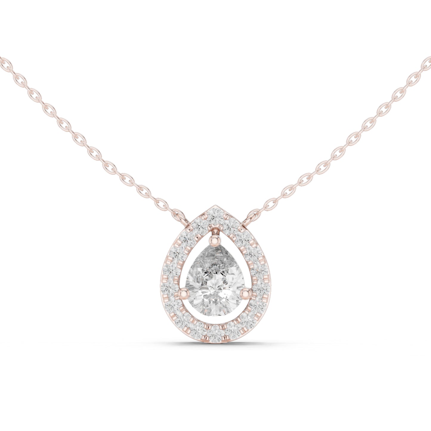 18K Yellow Gold Pear & Round Lab-Grown Diamond Pendant for Women | Anniversary Gift | Pure Carat