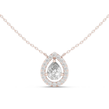 18K Yellow Gold Pear & Round Lab-Grown Diamond Pendant for Women | Anniversary Gift | Pure Carat