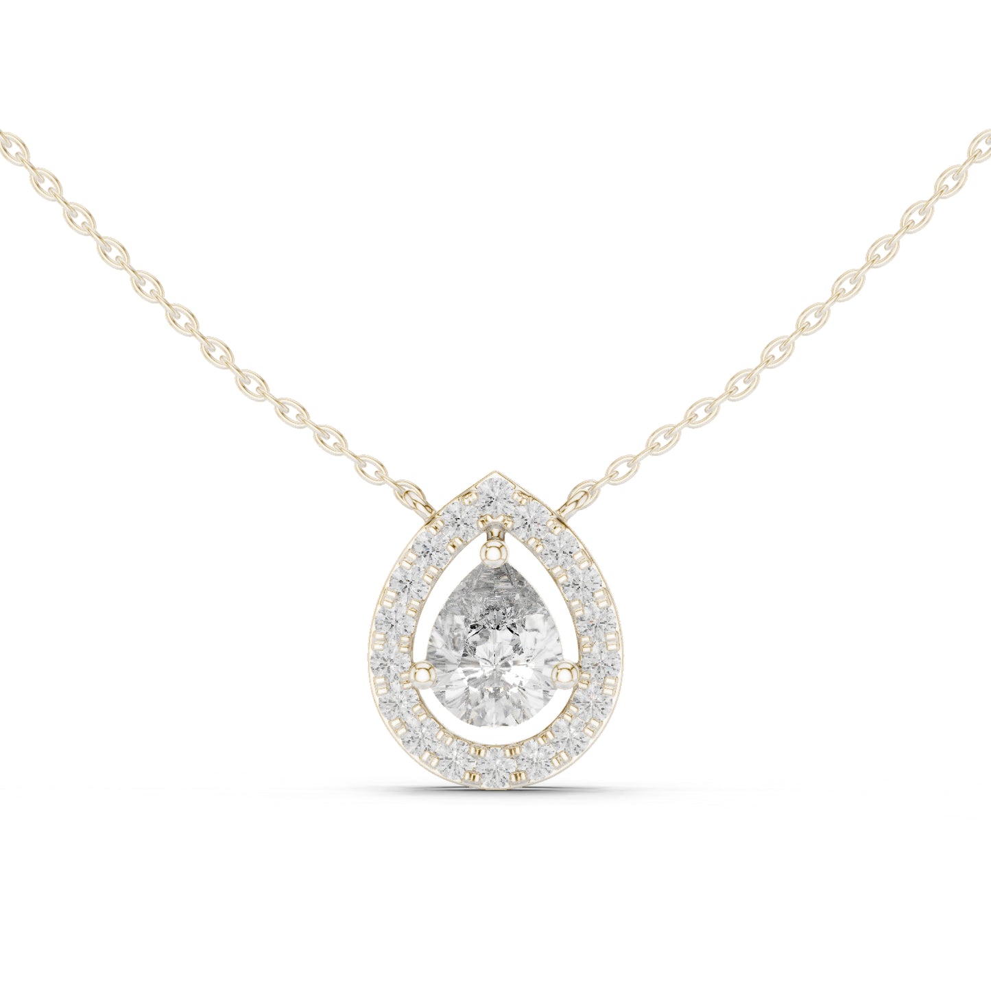 18K Yellow Gold Pear & Round Lab-Grown Diamond Pendant for Women | Anniversary Gift | Pure Carat