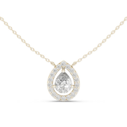 18K Yellow Gold Pear & Round Lab-Grown Diamond Pendant for Women | Anniversary Gift | Pure Carat