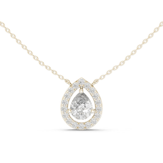 18K Yellow Gold Pear & Round Lab-Grown Diamond Pendant for Women | Anniversary Gift | Pure Carat