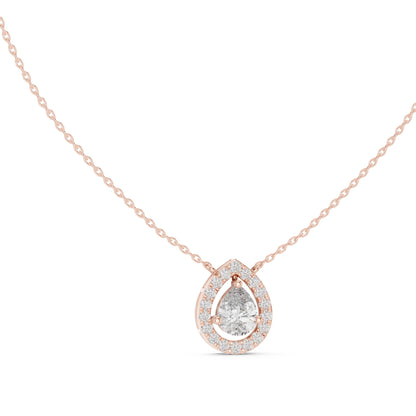 18K Yellow Gold Pear & Round Lab-Grown Diamond Pendant for Women | Anniversary Gift | Pure Carat