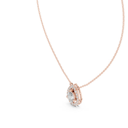 18K Yellow Gold Pear & Round Lab-Grown Diamond Pendant for Women | Anniversary Gift | Pure Carat