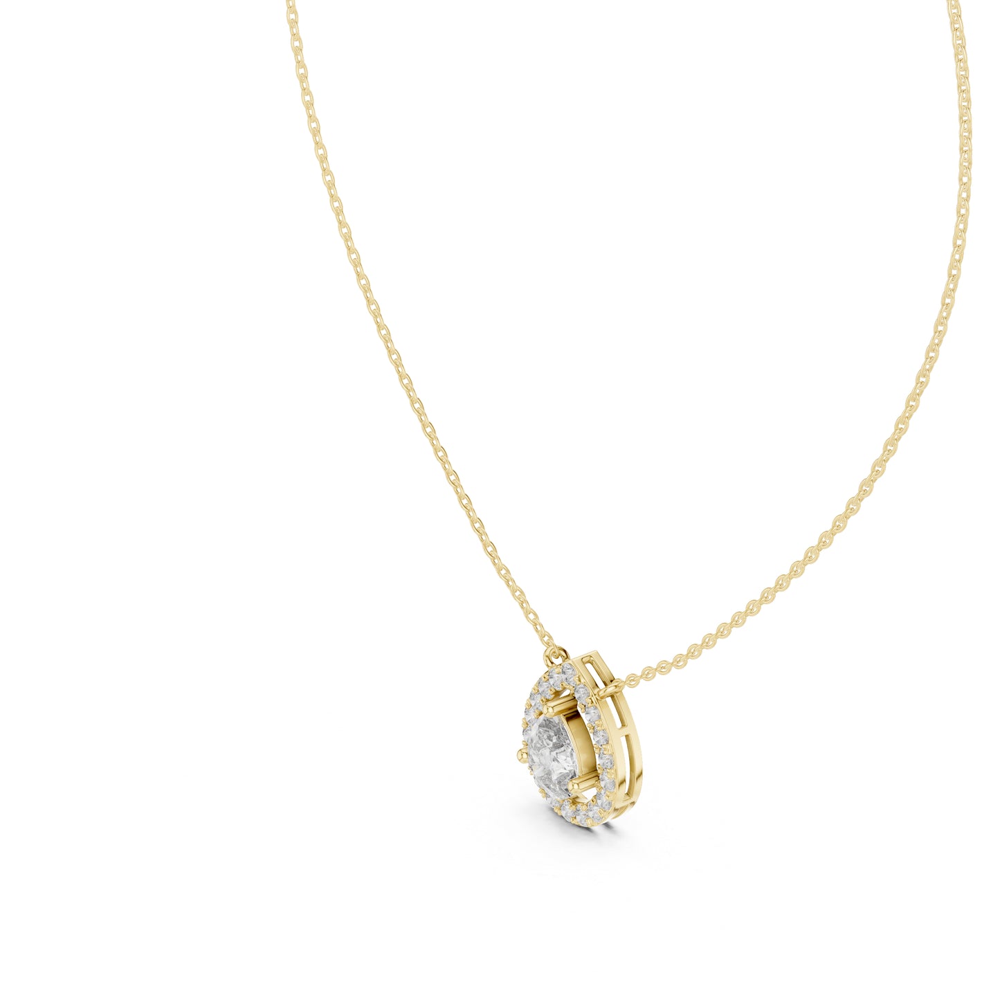 18K Yellow Gold Pear & Round Lab-Grown Diamond Pendant for Women | Anniversary Gift | Pure Carat
