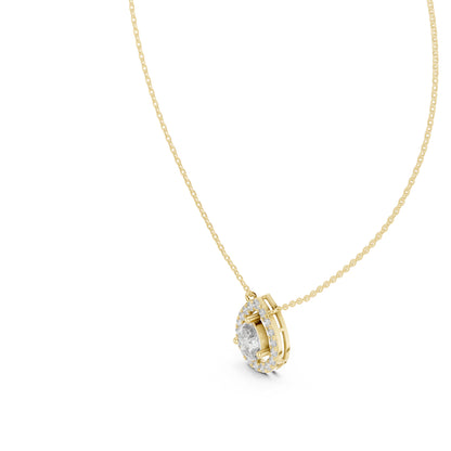 18K Yellow Gold Pear & Round Lab-Grown Diamond Pendant for Women | Anniversary Gift | Pure Carat